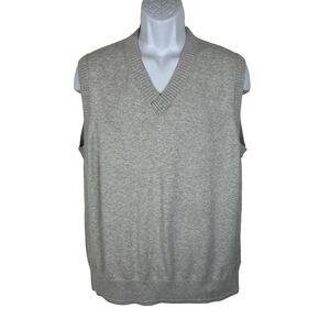 Everlane Sweater Vest Men Large Grey V-Neck Pullover Organic Cotton Coolmax